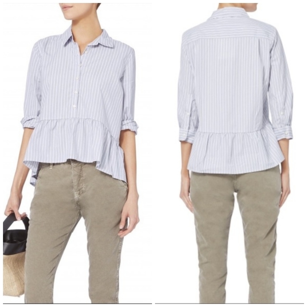INTERMIX Trovata Striped Peplum Top Size S
